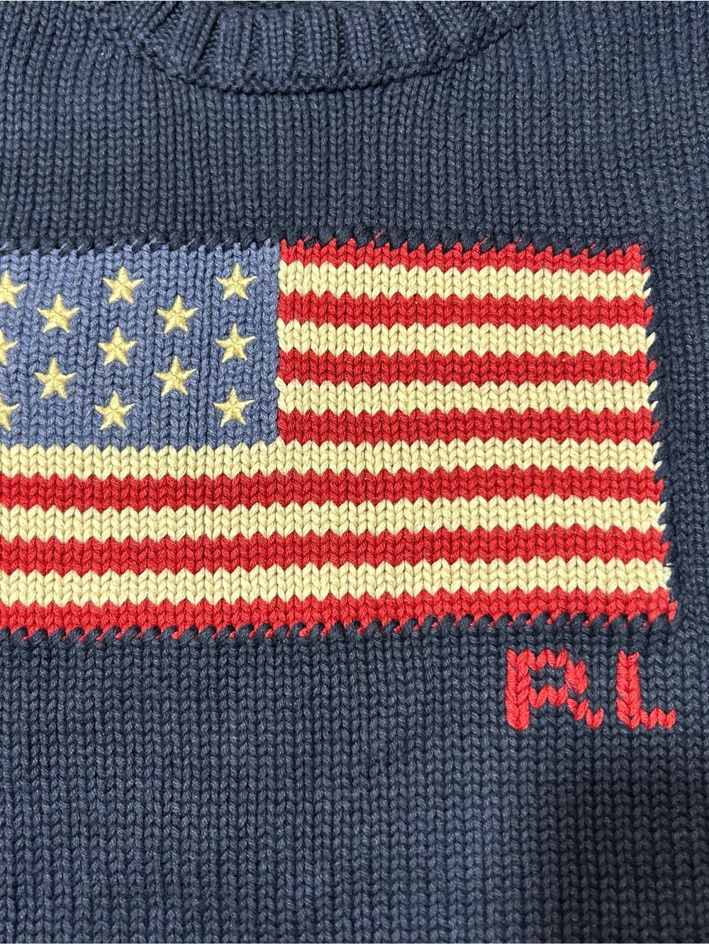 Vintage polo Ralph Lauren women’s Navy Crewneck Sweater with American Flag - Picture 9 of 16